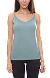 Ashley Brooke Top Shirt Schlichtes Damen Sommer-Top Freizeit-Top Spaghetti-Top mit formstabiler Qualität Grün/Blau, Größe:40