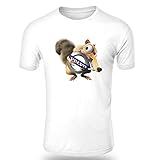 Volvo Ice Age Scrat T-Shirt Logo Clipart Herren CAR Auto Tee TOP SCHWARZ WEIß Short Sleeves Present Christmas (M, Weiß)