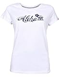 Damen T-Shirt VW Bulli »Aloha« Weiß Blau Gr.M