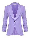 Zarlena Damen Blazer tailliert Jersey elegant elastisch Geraffte Ärmel Light Lila XL