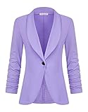 Zarlena Damen Blazer tailliert Jersey elegant elastisch Geraffte Ärmel Light Lila XL