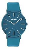 Oozoo Vintage Herrenuhr Colors of The Summer mit Lederband Flach 40 MM Blau C9884