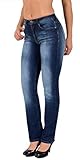 ESRA Damen Jeans Hose Damen Jeanshose gerader Schnitt Straight-Fit bis Übergröße G600