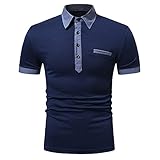 Poloshirt Herren Sommer Leicht Atmungsaktiv Tops Herren Mode Spleißen Knopfleiste Sportshirt Herren Work Lässig Golf All-Match Komfortabel T-Shirt H