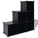 Leepesx Regalsystem Würfel-Regal mit 6 Fächern, Organizer fürs Wohnzimmer, Treppenregal, Aufbewahrungsregal, Schw