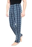 Style It Up Herren-Schlafanzug, Pyjama, Hose, Schottenkaro, einfarbig, weich, warm, Fleece, Marineblau / Blau, S