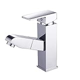 Kitchen Tap Badewanne Eitelkeit Bad Wasserhahn mit herausziehbaren Sprayer Einhand Bad Eitelkeit Wasserhahn Waschbecken Mischbatterie for Toilette Waschbecken Wasserhahn Chrom poliert 360 drehen Gefäß