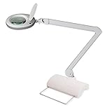 Lumeno LED Lupenleuchte Lupenlampe Arbeitsplatzlampe Kosmetiklampe für Kosmetik Praxis Bastler Lesehilfe Vergrößerungslampe Lupe in 3, 5 oder 8 Dioptrien Grau 8 mit T