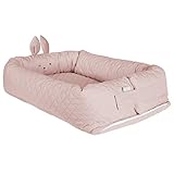 'roba Babylounge „roba style“, Baby-Kuschelnest mit Häschen-Gesicht „Lily“, rosa, Reise- und Kuschelbett für Säuglinge, Wickelauflage, Wickelunterlage '