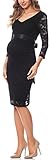 Be Mammy Damen Umstandskleid Maternity Schwangerschaftskleid BE20-170 (Schwarz, M)