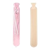 Lange Wärmflasche mit Deckel, lange tragbare Gürtel zur Befestigung an Hals, Taille, Bauch. 2-l-Gummi-Wärmflasche mit fünf Schraubengewinde, um ein Auslaufen zu verhindern (Rose)