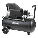 STIER Kompressor LKT 480-8-50 für Druckluft-Werkzeug, 1500 W, 8 bar, 50 Liter Tank, 35 kg, Druckluftkompressor, Werkstattkompressor, Luftdruckkomp