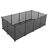 SONGMICS Freigehege mit Bodenplatten, Laufstall, aus Kunststoff, Gehege für Kleintiere, Meerschweinchen, Hamster, Kaninchen, grau LPC002G01