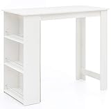 KADIMA DESIGN Bartisch Weiß 120 x 107,5 x 60 cm Holz Stehtisch Küchentresen N