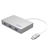 Unitek 4-in-1 USB-C Hub mit 60W Power Delivery / USB SuperSpeed / aktiv hub / PD 60 W / Speicherkartenleser / Aluminiumgehäuse / USB 3.0 / Plug and Play / Durchsatz 5 Gbp