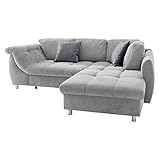Becca Ecksofa in Tonia Grau inkl. Ottomane rechts, mit großer Sitzfläche und Dekokissen, hochwertige Polsterung, gemütliches Sofa in modernem Desig