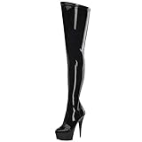 Higher-Heels PleaserUSA Overknee-Stiefel Delight-4000 Lack schwarz Gr. 44