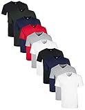 Lower East Herren T-Shirt mit V-Ausschnitt aus 100 % Baumwolle, Schwarz/Grün/Navy/Rot/Grau Melange/Weiß (10er Pack), L