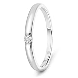 Miore Ring Damen 0.05 Ct Solitär Diamant Verlobungsring aus Weißgold 8 Karat / 333 Gold, Schmuck