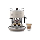 De'Longhi Icona Vintage Espresso Siebträgermaschine ECOV311.BG - mit professioneller Milchaufschäumdüse, 15 bar, 1,4 l, auch für Pads geeignet, Edelstahl in Retro Look mit Chrom-Details, beig