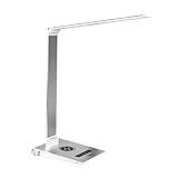 Schreibtischlampe Faltbare Schreibtischlampe LED Schreibtischlampe mit 5 Helligkeitsdimmer und 3 Farbmodi Berühren Sie die Steuerung des Steuergeräts mit Mobiltelefon Wireless / Wired-Aufladung L