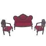 lamta1k Puppenhaus Sofa,3Pcs / Set 1/12 Puppenhaus Holz Sofa Sessel Modell Miniatur Funiture Zubehö