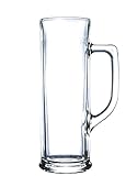Borgonovo 12003320 Danubio Bierseidel, Bierkrug, Bierglas, 596ml, mit Füllstrich bei 0.5l, Glas, transparent, 6 Stück