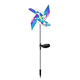 rebirthsame Solar Wind Spinner Mit Metall Gartenpfahl Pfad Lichter Multi Farbwechsel LED Solarbetriebene Outdoor Wind Catcher Yard Patio Rasen Urlaub Dek