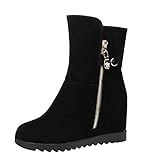 Xmiral Innenhöhe Schneestiefel Damen Winterstiefel Plüschfutter Stiefelette Flach Boots Mit Reißverschluss (Schwarz, 40)