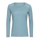 Womens Wear ÜBung Langarm-Oberteil Einfarbig Lose Rundhals-Yoga-Shirt Trainingskleidung Sportlicher Pullover Laufen Wandern Angeln Outdoor-Shirt Top (10,GrüN)
