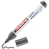 edding 4500 Textilmarker - grau - 1 Stift - Rundspitze 2-3 mm - Textilstifte waschmaschinenfest (60 °C) zum Stoff bemalen - S