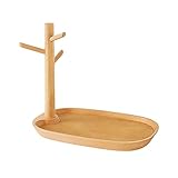 HUIKJI Massives Holz-Schmucktablett, Holz-Schlüsselablage, Auffangschale, Schmuckständer, Schlüsselschale für Eingangsbereich, Tisch, Uhr, Schmuck, Schlüsselablage mit abnehmbarem Zweig