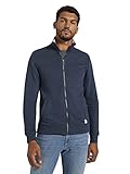 TOM TAILOR Herren Basic Sweatjacke mit Stehkragen, 19024 - Sky Captain Blue White Melange, XL EU