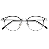 SOJOS Blaulichtfilter Brille PC Gaming Brille ohne Stärke Katzenaugen Oasis SJ5035 mit Schwarz und Silber Rahmen/Anti-Blaulicht L