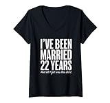 Damen 22 Jahre verheiratet zweiundzwanzig Jahre Hochzeitstag T-Shirt mit V
