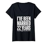 Damen 22 Jahre verheiratet zweiundzwanzig Jahre Hochzeitstag T-Shirt mit V