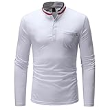 Poloshirt Herren Modern Urban Spleißen Stehkragen Herren Sportshirt Herbst Winter Basic Slim Fit Stretch Herren Langarm Business Casual Golf Herren S