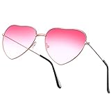 Hippie Gläser Brille Herz Geformt Sonnenbrille für Hippie Schick Kleid Zubehör, Metall Rahmen Rose Gold R