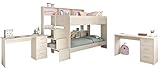 Faizee Möbel Etagenbett Jugendzimmer Bibop Parisot + Regalwand + Lattenrostplatten + 2 Schreib