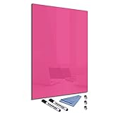 Glas-Magnettafel Pink 40x60 cm Whiteboard Wand Beschreibbar Magnetisch Pinnwand Küche Office mit Zubehör Wochenplaner Abwischbar Deko Memoboard T