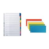 Leitz Kartonregister (Blanko, A4, 297 mm, 10 Blatt) grau & Leitz Trennstreifen (Karton, sortiert) 25 Stück
