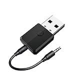 Isobel Bluetooth Adapter 5.0 Bluetooth Receiver Transmitter 2 in 1 Wireless Mini Sender Empfänger mit AUX 3,5mm Klinke für TV-PC-Kopfhörer Lautsprecher Auto- / Heimstereosystem, USB-N