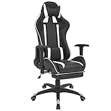 Neigbarer Racing-Bürostuhl mit Fußstütze Weiß Ergonomischer Bürostuhl Gaming-Rennstuhl, Computer-Stuhl, verstellbare Kopfstütze mit hoher Rück