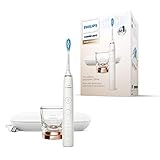 Philips Sonicare DiamondClean 9000 Elektrische Zahnbürste HX9911/94 - Schallzahnbürste mit 4 Putzprogrammen, 3 Intensitäten, Andruckkontrolle, Ladeglas und USB-Reise-Ladeetui, roség