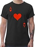 Karneval & Fasching Kostüm Outfit - Herz Ass Kartenspiel Karneval Kostüm - M - Schwarz - Karneval kostüm kartenspiel - L190 - Tshirt Herren und Männer T-S