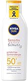 NIVEA SUN Sensitiv Sofortschutz Sonnenlotion im 1er Pack (1 x 200 ml), Sonnenlotion mit LSF 50+ für empfindliche Haut, wasserfester Sonnenschutz bei Sonnenallerg