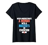 Damen Lustige Masters in Education Graduation Geschenk Frauen Medizin T-Shirt mit V