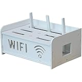 YAYONG Router Box Wandhalterung Kabelboxen TV-Set Top Rack Kabelaufbewahrungsbox WiFi Router Aufbewahrungsbox Mit Wärmeableitungssteckdosen Sichere Holz-Kunststoff-Kabelmanagementbox