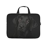 Facbalaign Laptoptasche Schwarzer Labrador Tragbare Hülle Muster Kratzfest mit Griff White 13 Z