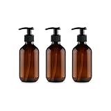 6 Stück 300ml Leeren Bernstein Braun Plastikflaschen Lotionsflaschen Lotionspender mit Pumpe für ätherisches Öl Flüssigseife Shampoo auf der Arbeitsplatte von Bad und Küche Pumpe Drücken F